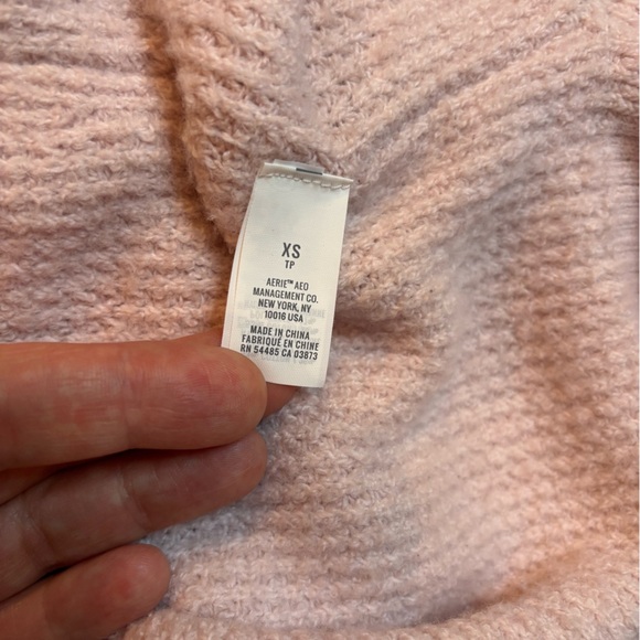 Aerie Sweater Light Pink Crew Neck Knit Waffle Pullover Size XS/TP - Picture 7 of 8